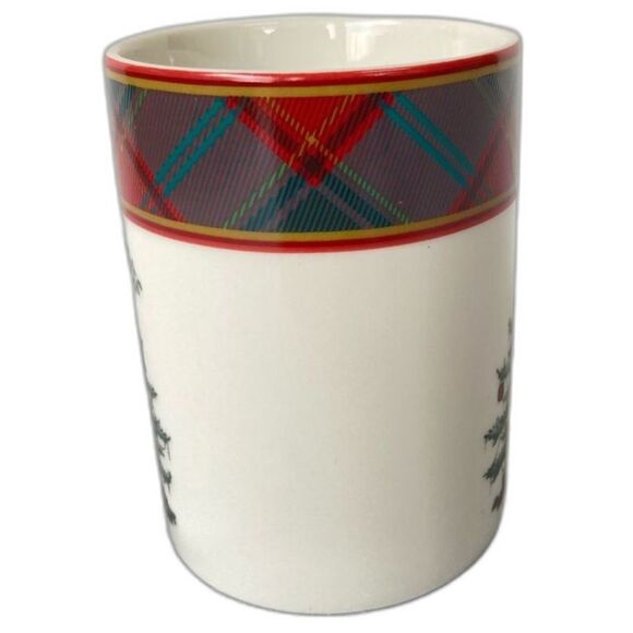 SPODE Mug Tartan Christmas Tree White Red Green Cup 8 oz - Picture 5 of 9